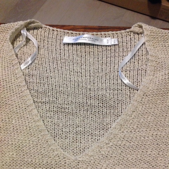 Contemporaine Ribbon-knit V-neck Sweater - Picture 3 of 3